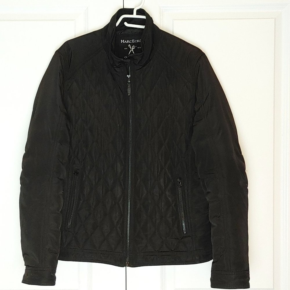 Marc Ecko Cut & Sew Men's Sz Medium Black Bomber Jacket Fall and Winter Quilted